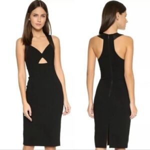 Alice + Olivia Hera Leather Trim Racerback Black Dress Size 4